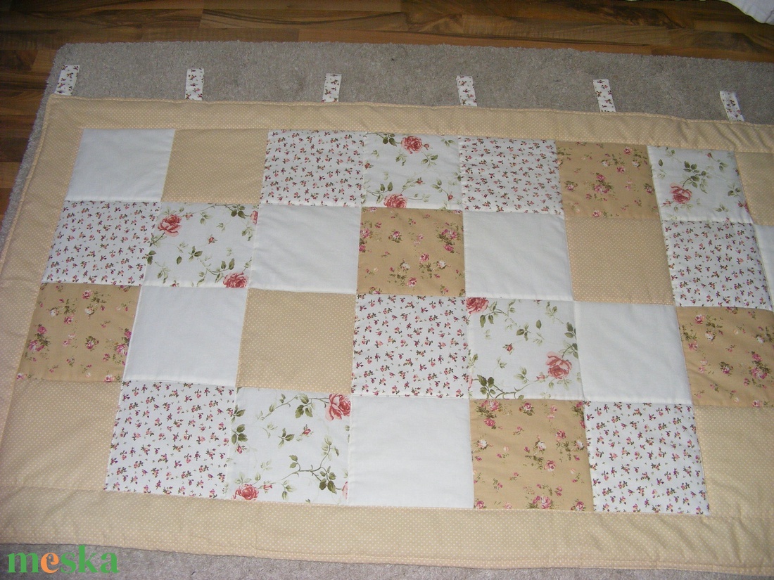 Patchwork falvédő +2db párnahuzat bézs  - otthon & életmód - babaszoba, gyerekszoba - szett kiságyba - Meska.hu