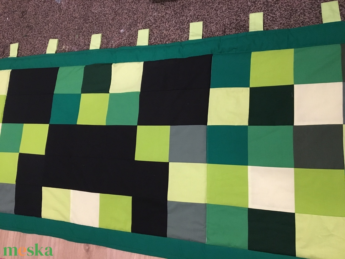 Minecraft Creeper patchwork falvédő, takaró - otthon & lakás - lakástextil - Meska.hu