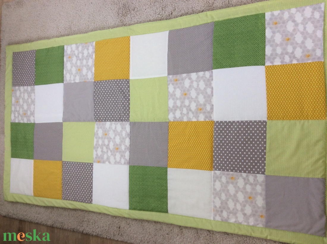patchwork takaró falvédő fiúknak kockákból felhős mintával - otthon & életmód - lakástextil - Meska.hu