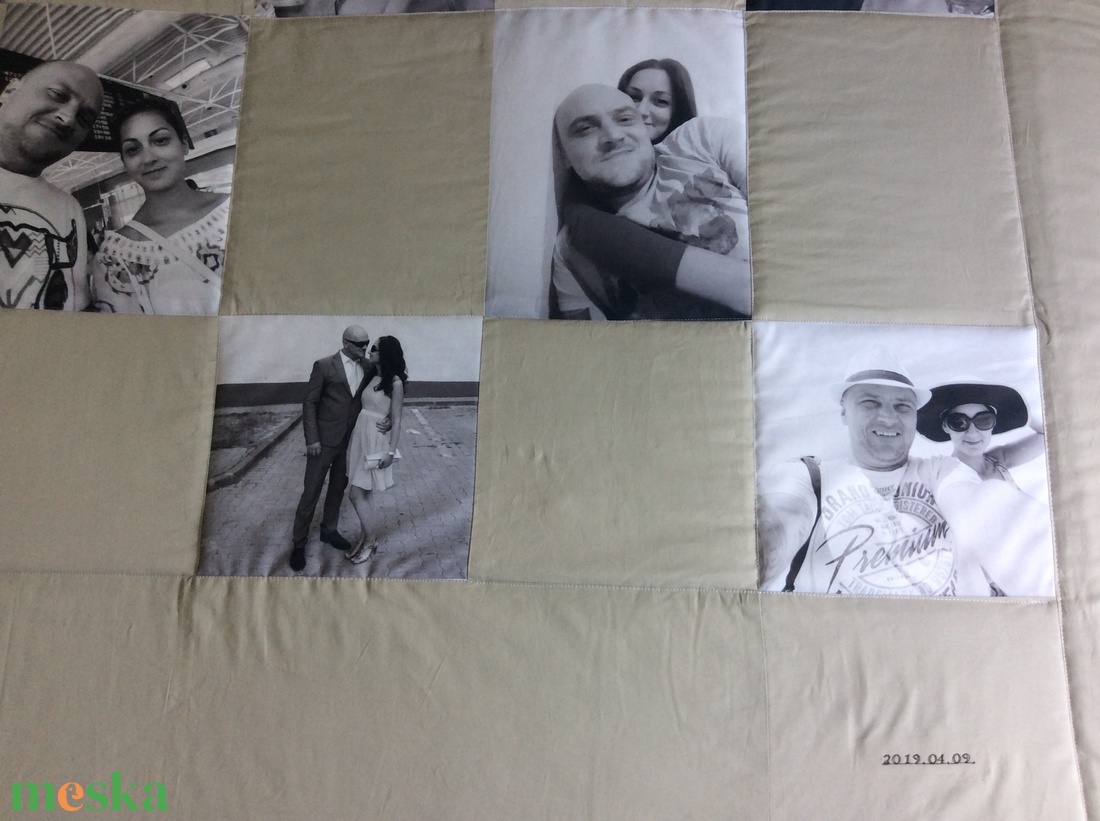 Fényképes patchwork takaró, szürke, - otthon & életmód - lakástextil - ágytakaró - Meska.hu