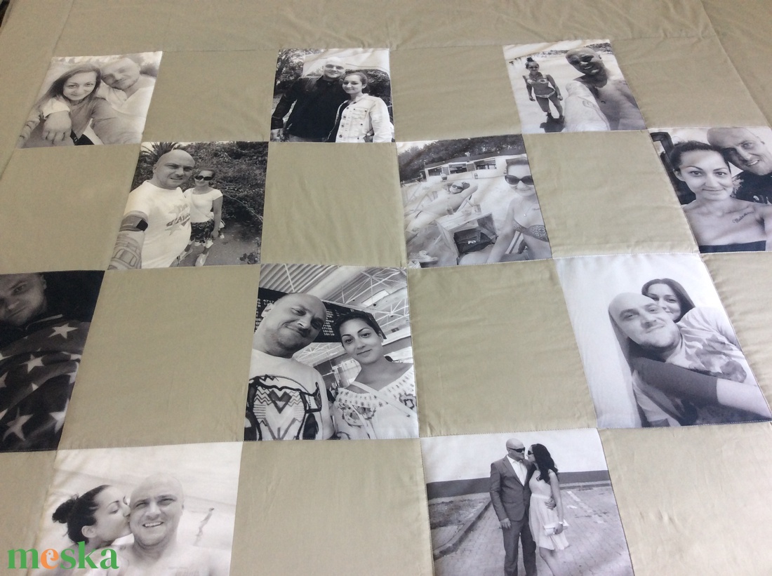 Fényképes patchwork takaró, szürke, - otthon & életmód - lakástextil - ágytakaró - Meska.hu