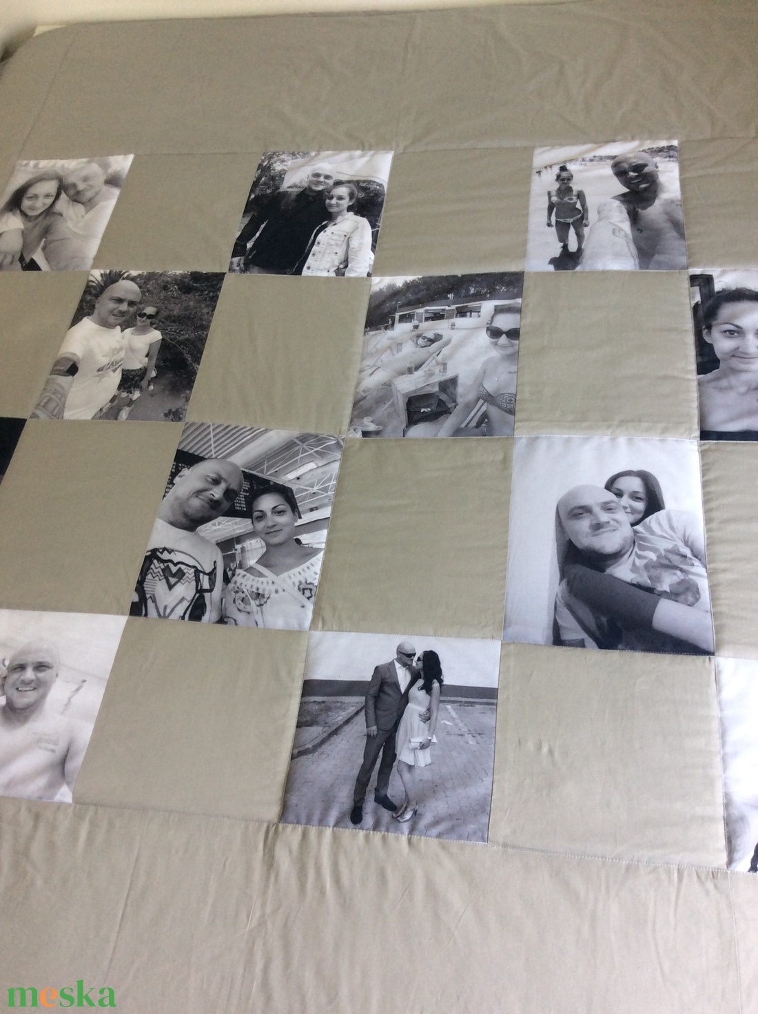 Fényképes patchwork takaró, szürke, - otthon & életmód - lakástextil - ágytakaró - Meska.hu