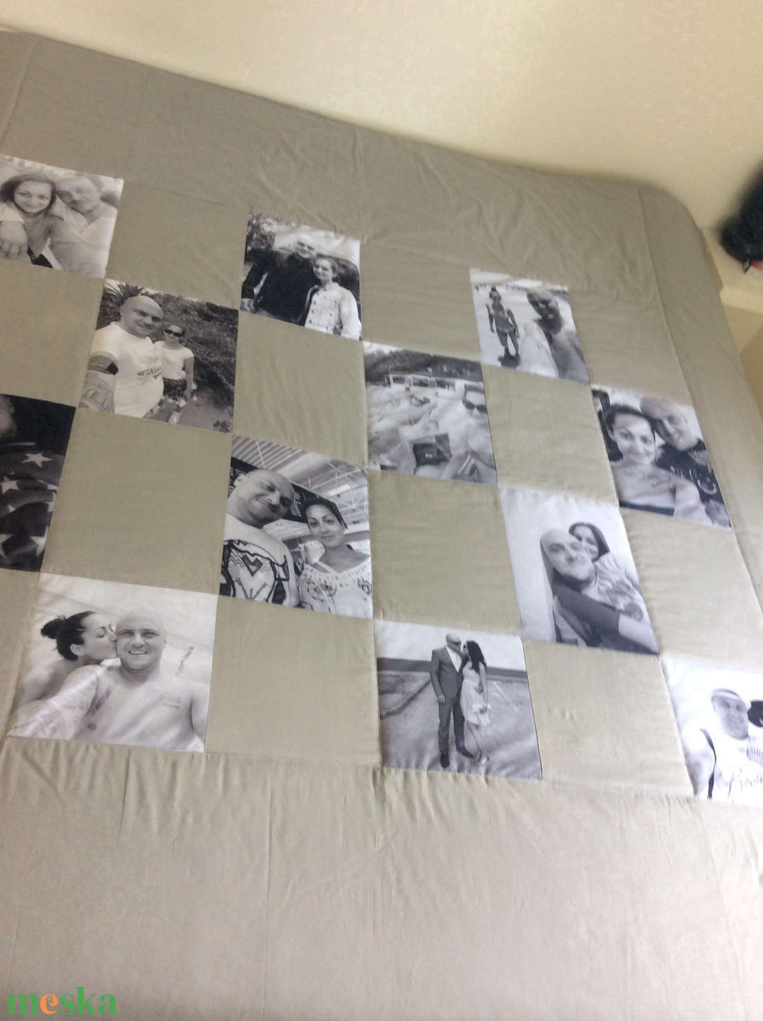 Fényképes patchwork takaró, szürke, - otthon & életmód - lakástextil - ágytakaró - Meska.hu