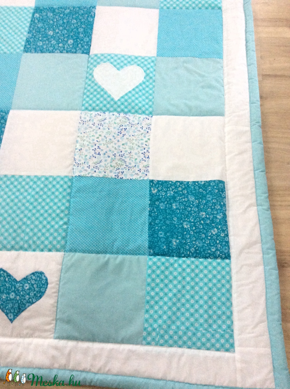 patchwork takaró kék-türkiz szívecskékkel - otthon & életmód - lakástextil - felnőtt takaró, pléd - Meska.hu patchwork takaró kék-türkiz szívecskékkel - otthon & életmód - lakástextil - felnőtt takaró, pléd - Meska.hu