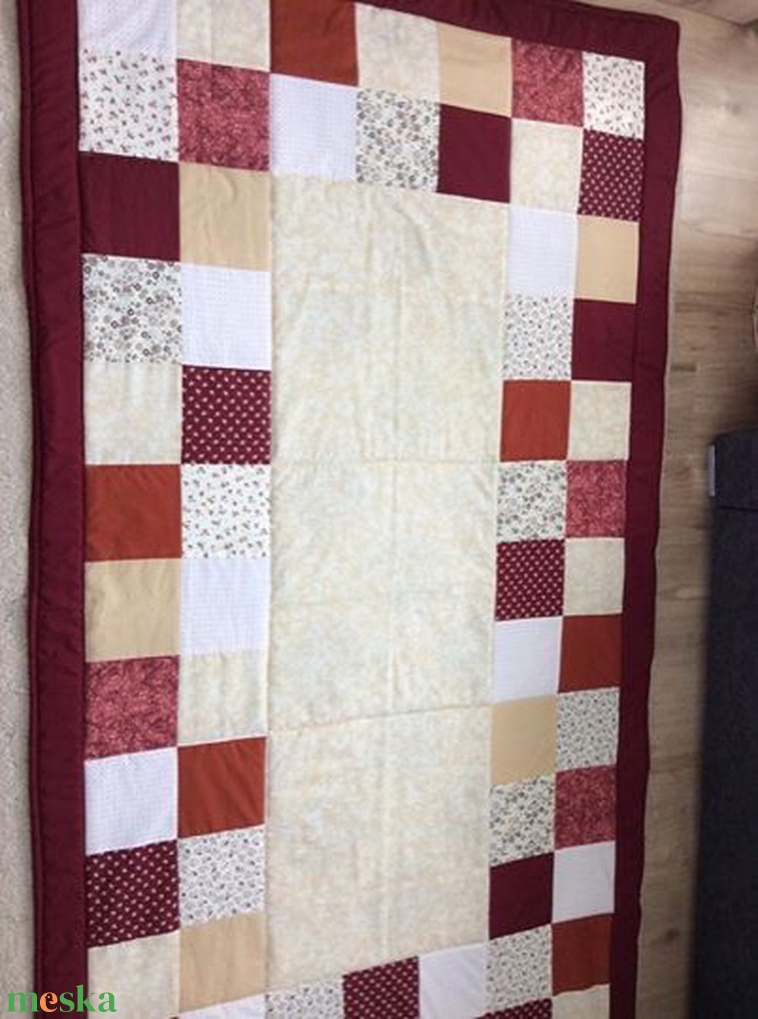 Patchwork falvédő, takaró barna-drapp-bordó - otthon & életmód - lakástextil - falvédő - Meska.hu