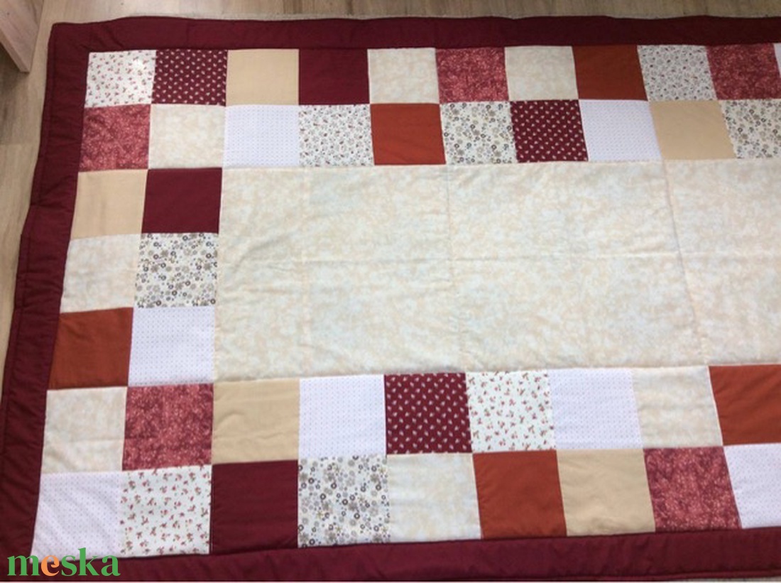 Patchwork falvédő, takaró barna-drapp-bordó - otthon & életmód - lakástextil - falvédő - Meska.hu