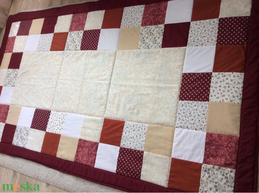Patchwork falvédő, takaró barna-drapp-bordó - otthon & életmód - lakástextil - falvédő - Meska.hu