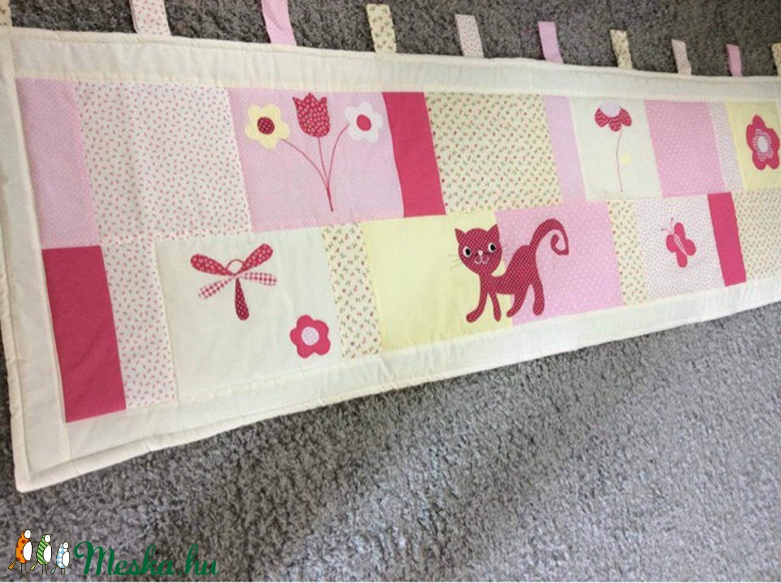 Cicás patchwork takaró, falvédő sárga-rózsaszín - otthon & életmód - Meska.hu
