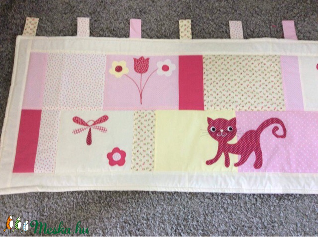 Cicás patchwork takaró, falvédő sárga-rózsaszín - otthon & életmód - Meska.hu