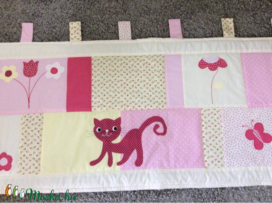Cicás patchwork takaró, falvédő sárga-rózsaszín - otthon & életmód - Meska.hu
