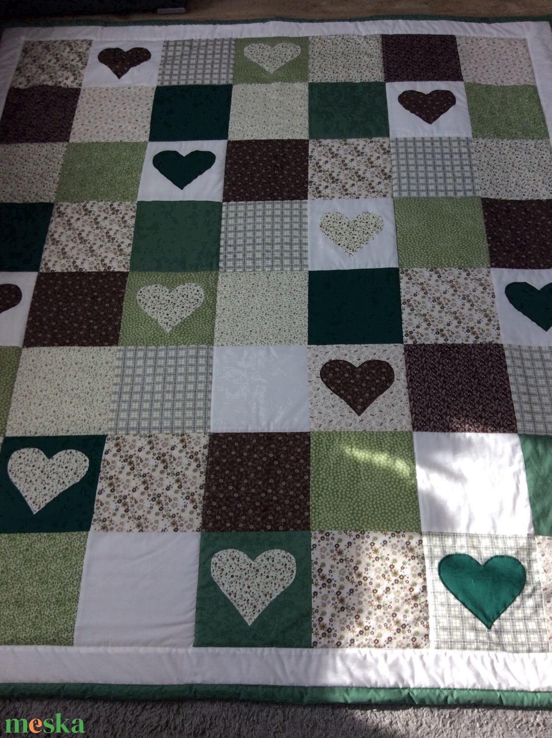 Zöld-barna kockás patchwork takaró, falvédőnek is alk. - otthon & életmód - lakástextil - ágytakaró - Meska.hu Zöld-barna kockás patchwork takaró, falvédőnek is alk. - otthon & életmód - lakástextil - ágytakaró - Meska.hu