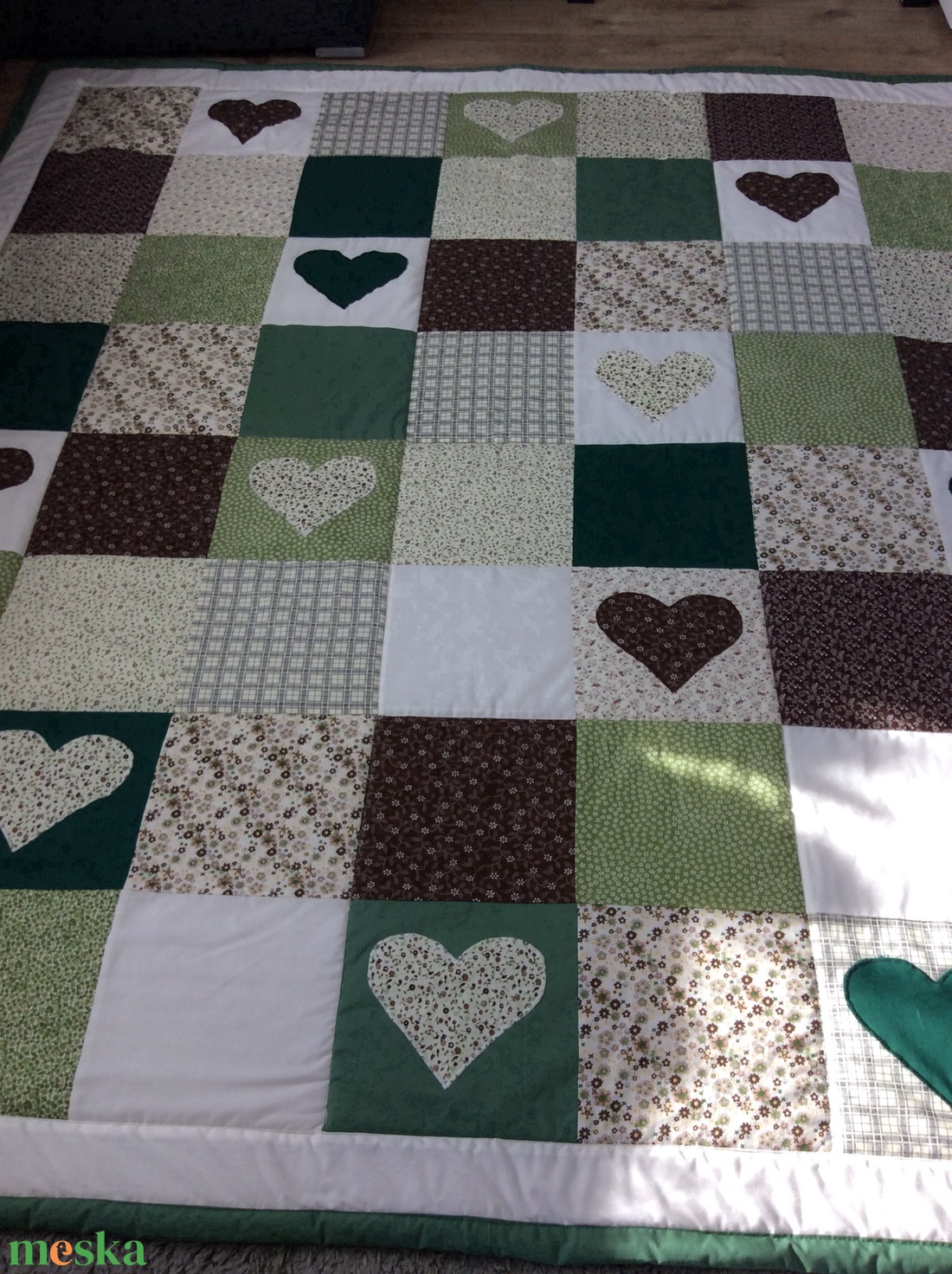 Zöld-barna kockás patchwork takaró, falvédőnek is alk. - otthon & életmód - lakástextil - ágytakaró - Meska.hu Zöld-barna kockás patchwork takaró, falvédőnek is alk. - otthon & életmód - lakástextil - ágytakaró - Meska.hu