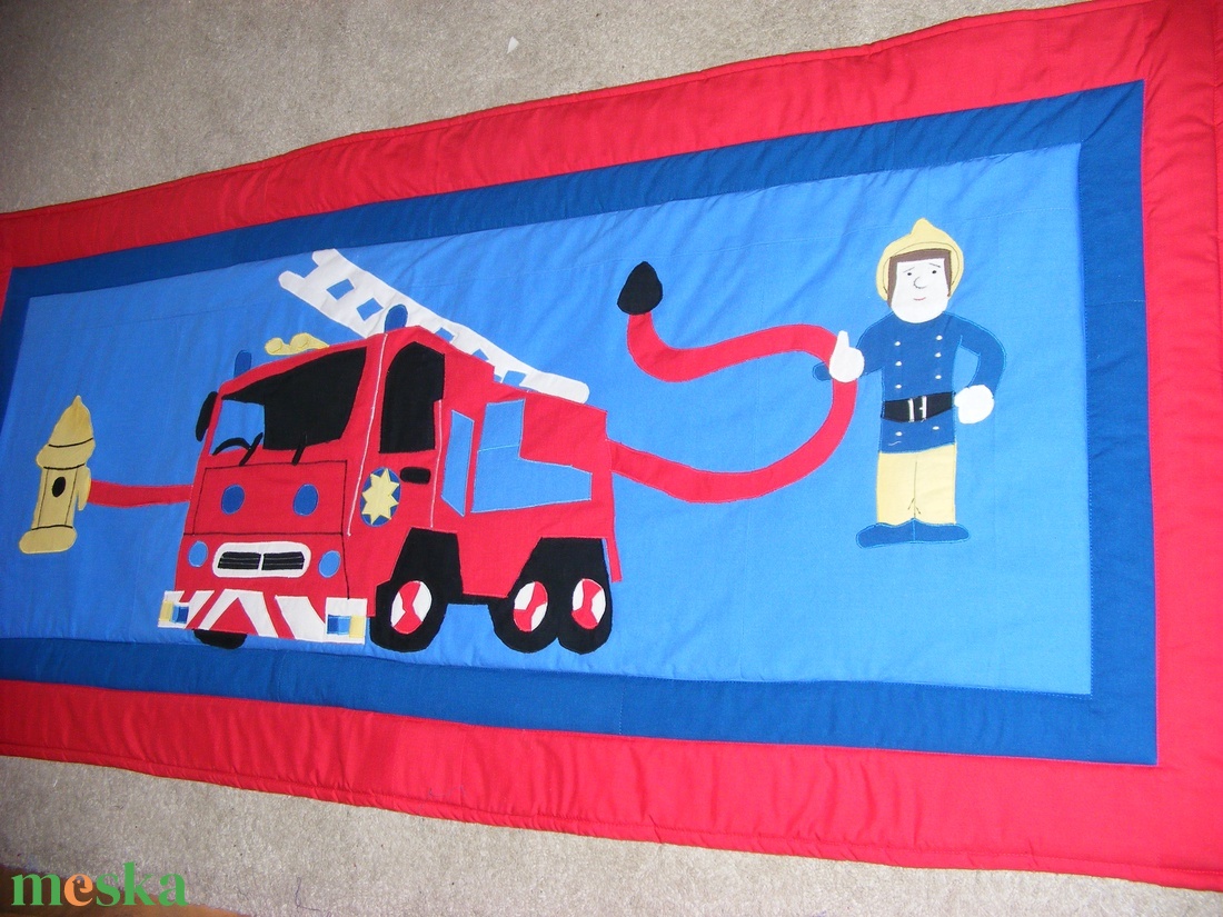 patchwork takaró, falvédő  Sam a tűzoltó - otthon & életmód - babaszoba, gyerekszoba - falvédő gyerekszobába - Meska.hu