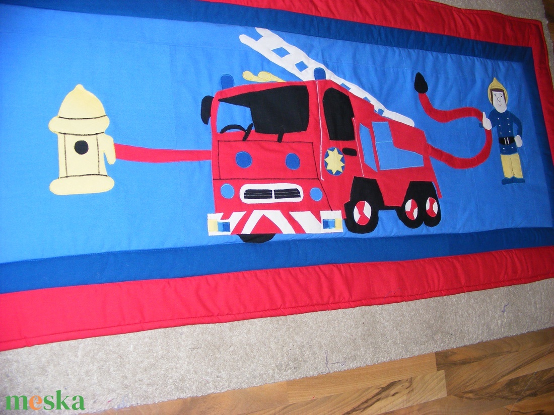 patchwork takaró, falvédő  Sam a tűzoltó - otthon & életmód - babaszoba, gyerekszoba - falvédő gyerekszobába - Meska.hu