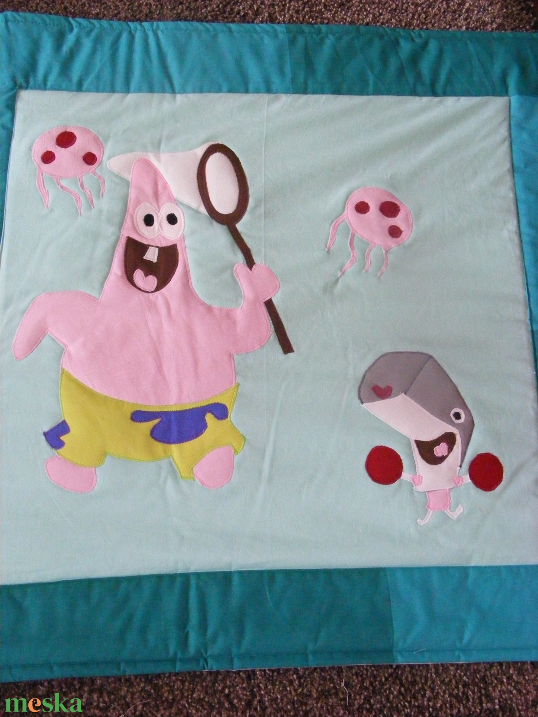 patchwork takaró, falvédő  Spongya Bob és barátai - otthon & életmód - babaszoba, gyerekszoba - falvédő gyerekszobába - Meska.hu