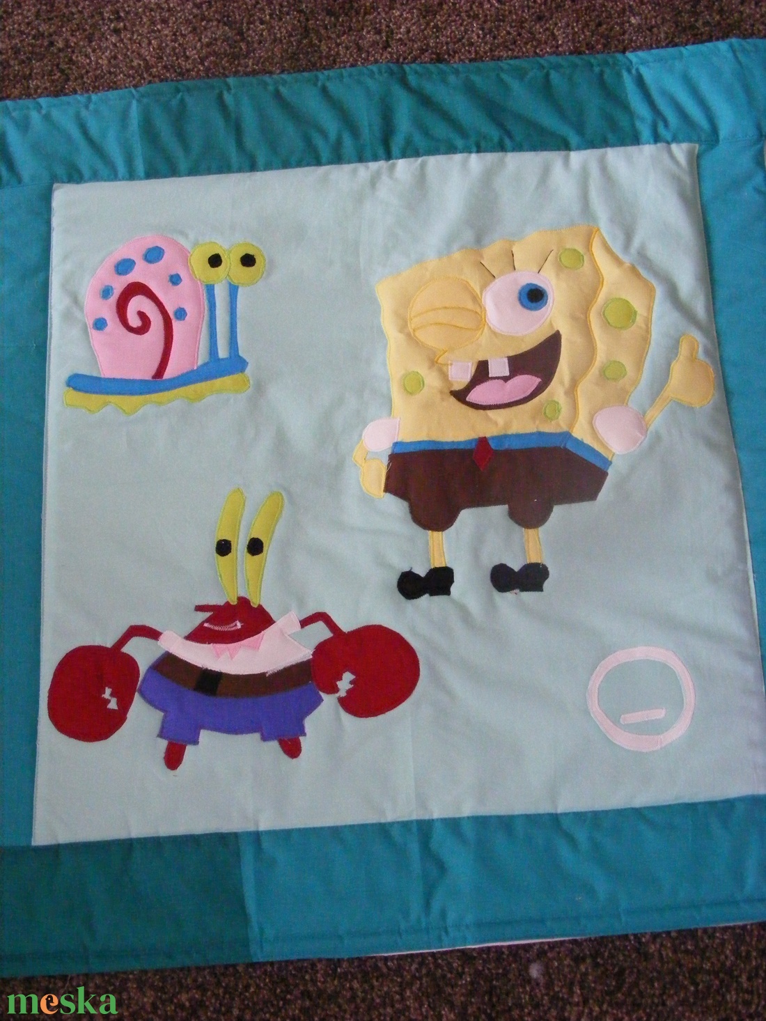 patchwork takaró, falvédő  Spongya Bob és barátai - otthon & életmód - babaszoba, gyerekszoba - falvédő gyerekszobába - Meska.hu