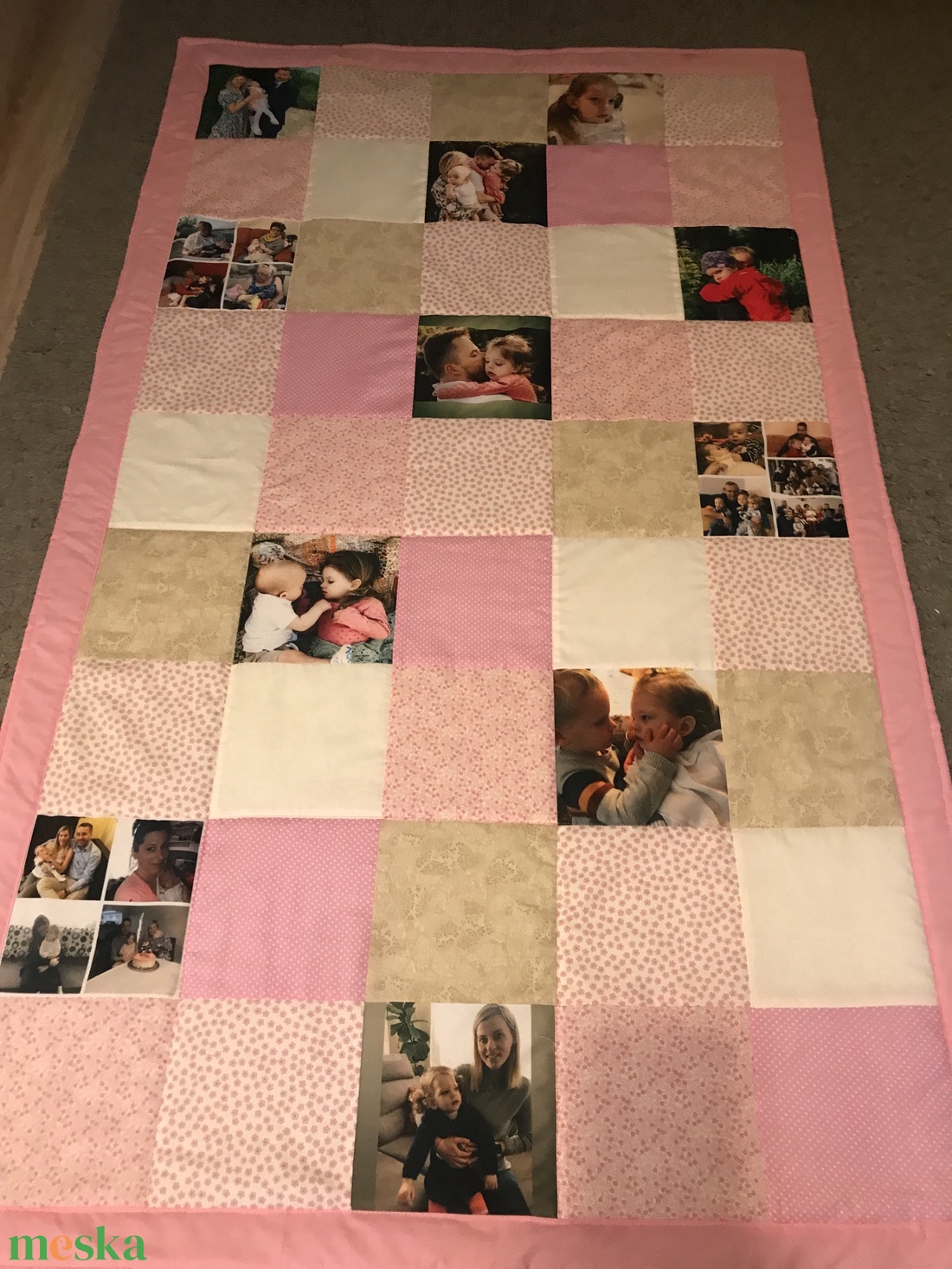 Fényképes patchwork takaró rózsaszín-bézs - otthon & életmód - lakástextil - ágytakaró - Meska.hu Fényképes patchwork takaró rózsaszín-bézs - otthon & életmód - lakástextil - ágytakaró - Meska.hu