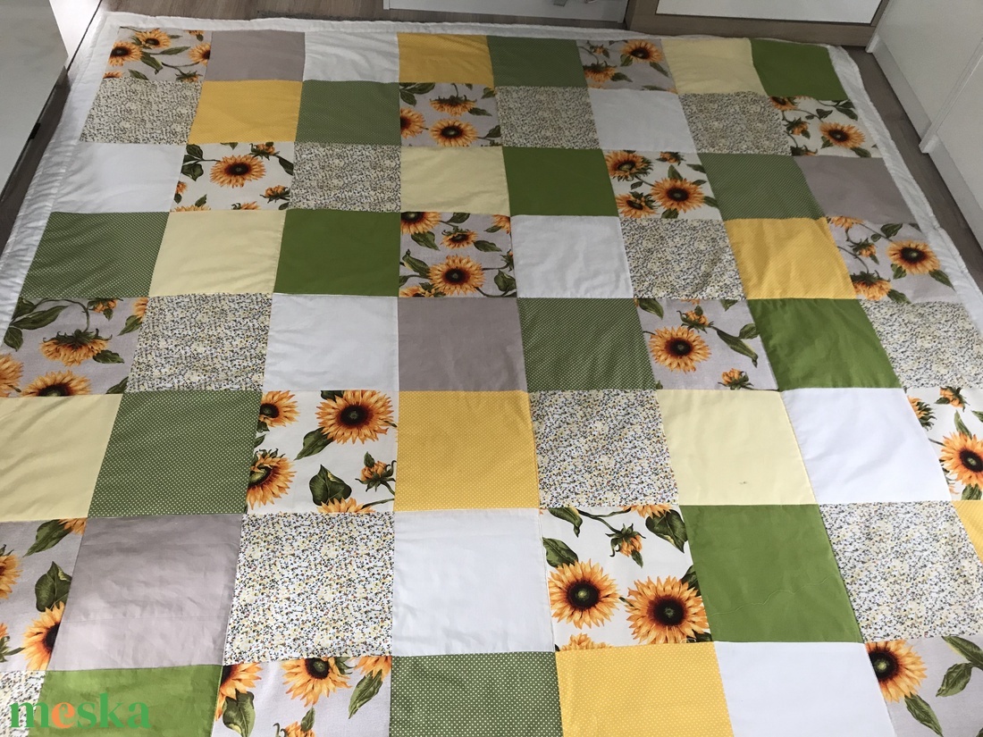 Napraforgó Patchwork takaró - otthon & életmód - lakástextil - felnőtt takaró, pléd - Meska.hu Napraforgó Patchwork takaró - otthon & életmód - lakástextil - felnőtt takaró, pléd - Meska.hu