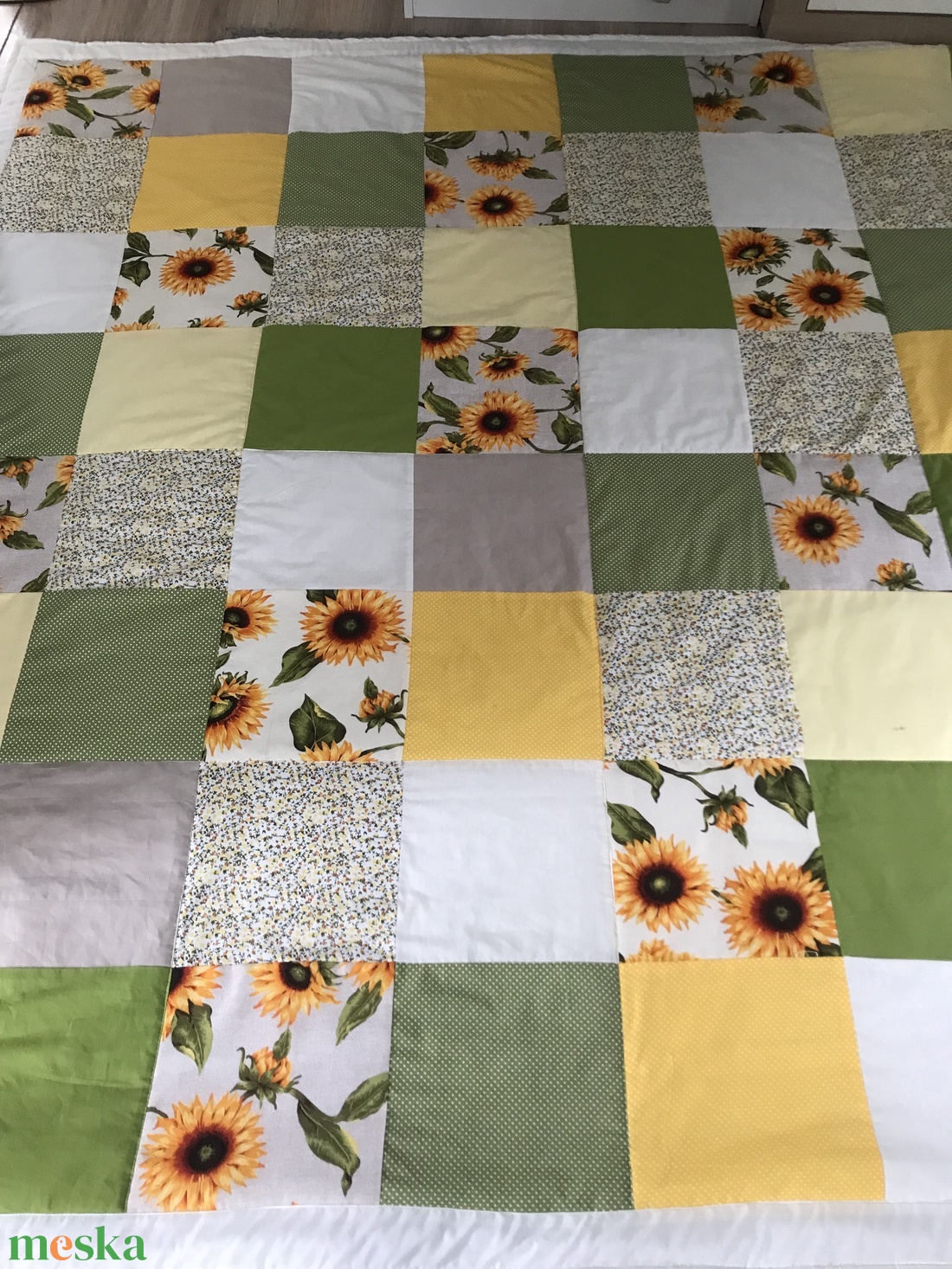 Napraforgó Patchwork takaró - otthon & életmód - lakástextil - felnőtt takaró, pléd - Meska.hu Napraforgó Patchwork takaró - otthon & életmód - lakástextil - felnőtt takaró, pléd - Meska.hu