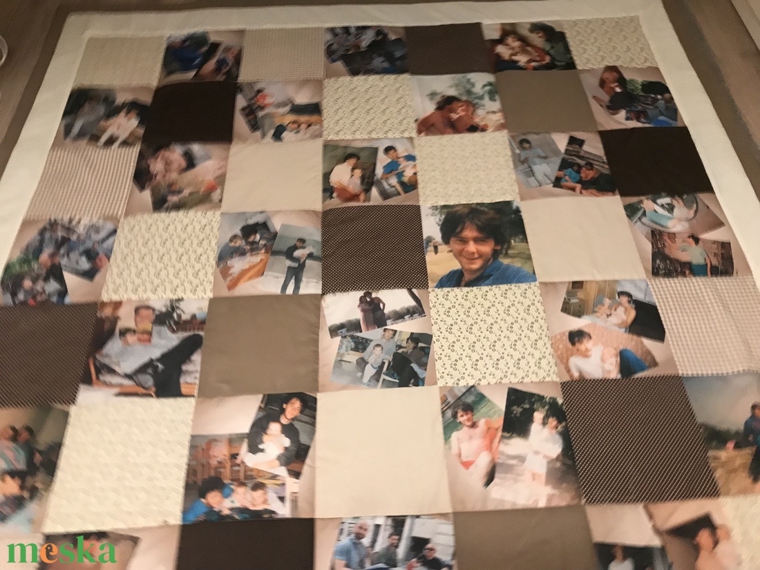 Fényképes patchwork takaró barna-bézs - otthon & életmód - babaszoba, gyerekszoba - falvédő gyerekszobába - Meska.hu