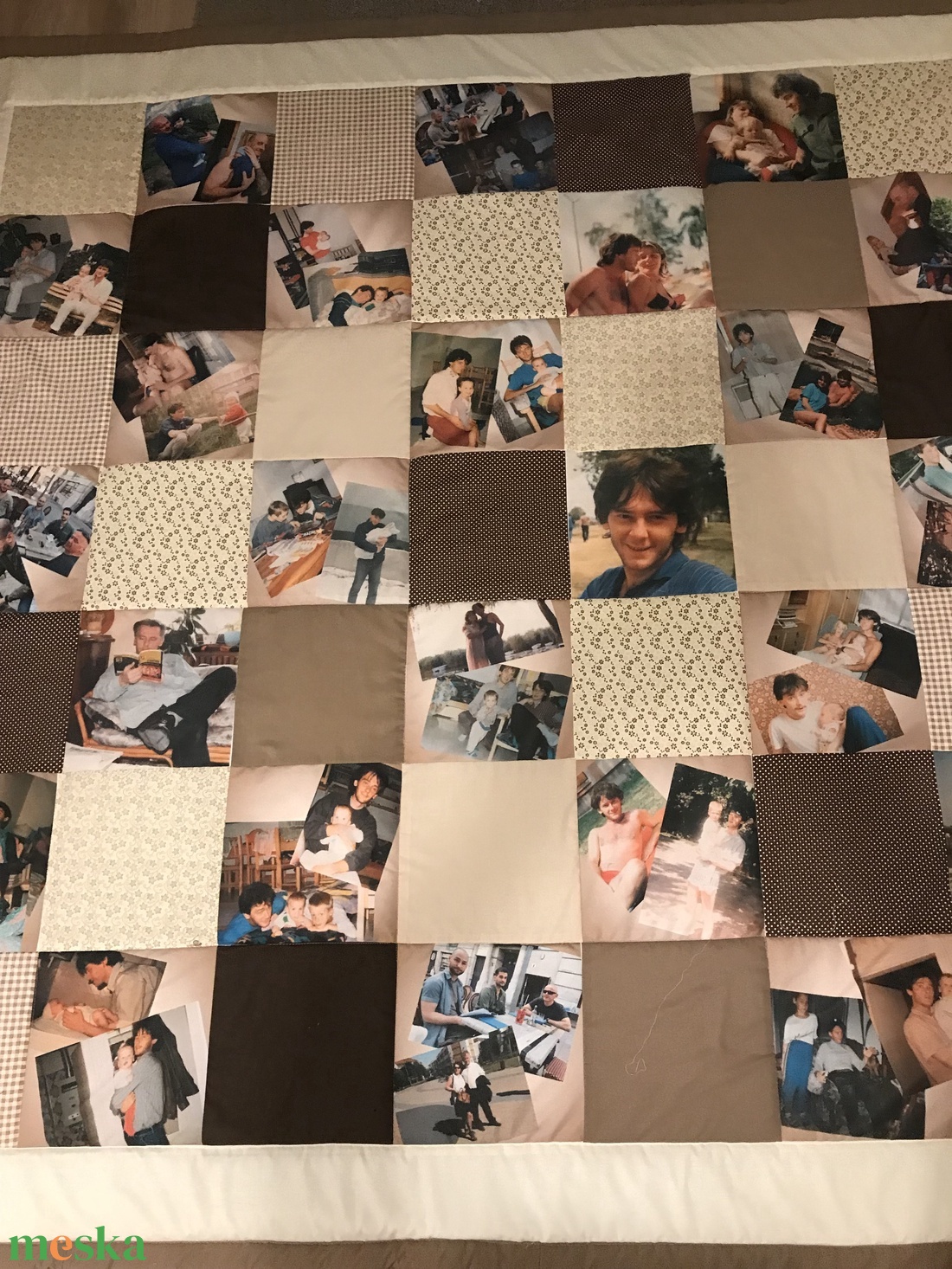 Fényképes patchwork takaró barna-bézs - otthon & életmód - babaszoba, gyerekszoba - falvédő gyerekszobába - Meska.hu