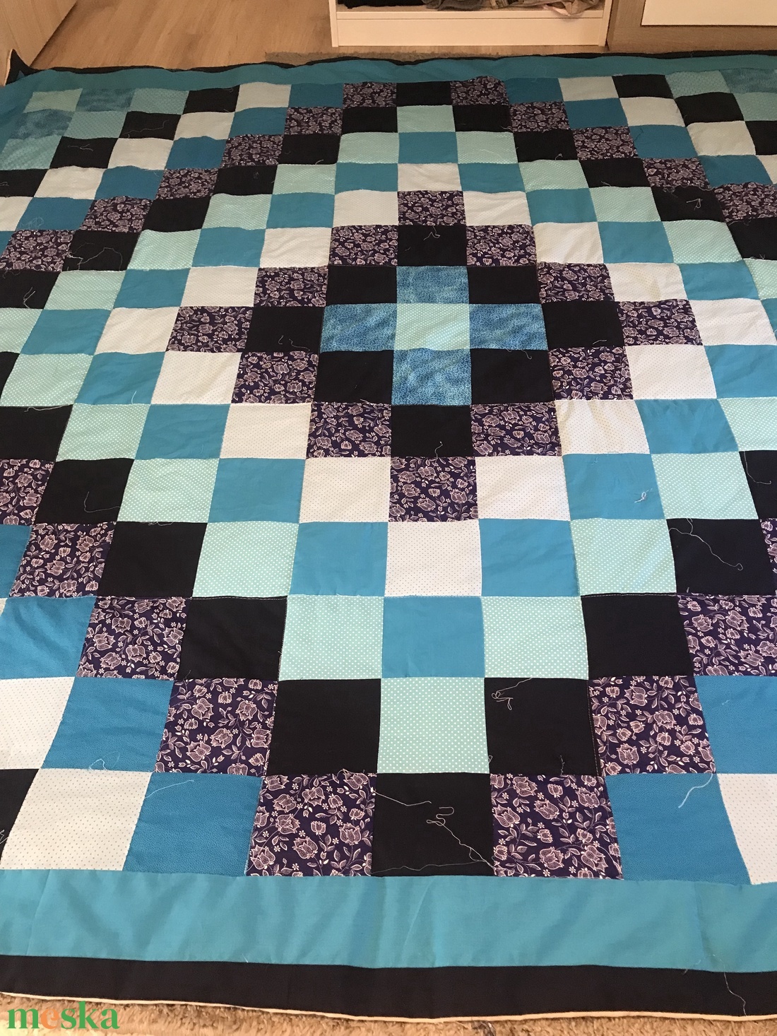 Türkiz patchwork takaró francia ágyra - otthon & életmód - lakástextil - ágytakaró - Meska.hu Türkiz patchwork takaró francia ágyra - otthon & életmód - lakástextil - ágytakaró - Meska.hu