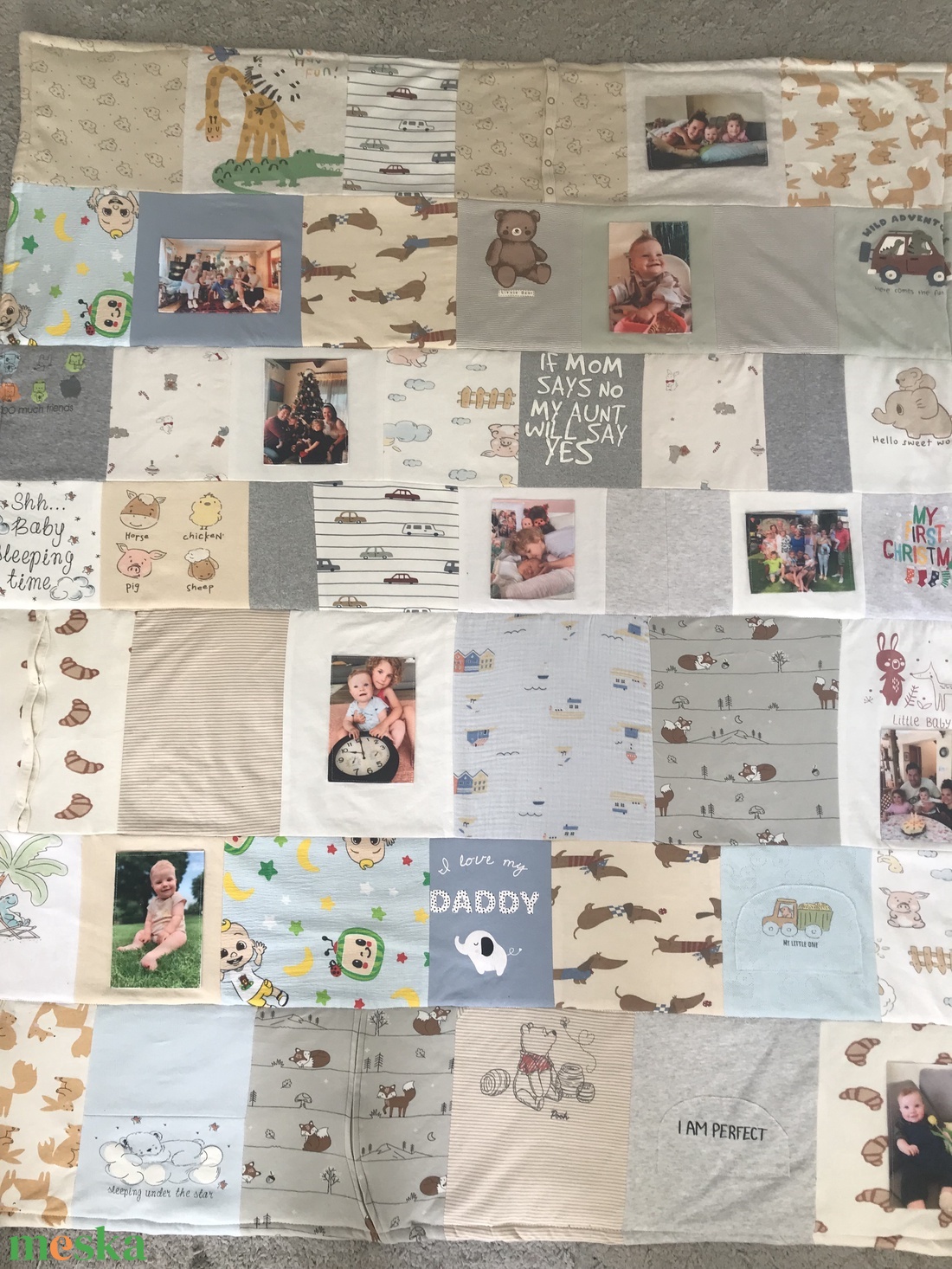 Baba patchwork takaró egyedi  pólókból, baby body-ból, rugikból - otthon & életmód - babaszoba, gyerekszoba - babatakaró, gyerek pléd - Meska.hu