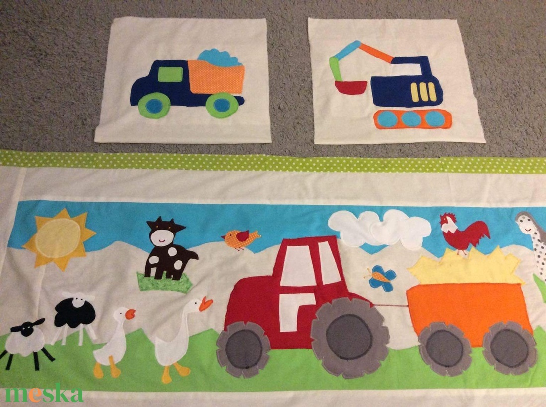 Járműves patchwork falvédő, autó, traktor, helikopter.  - baba - mama - babaszoba dekoráció - falvédő gyerekszobába - Meska.hu