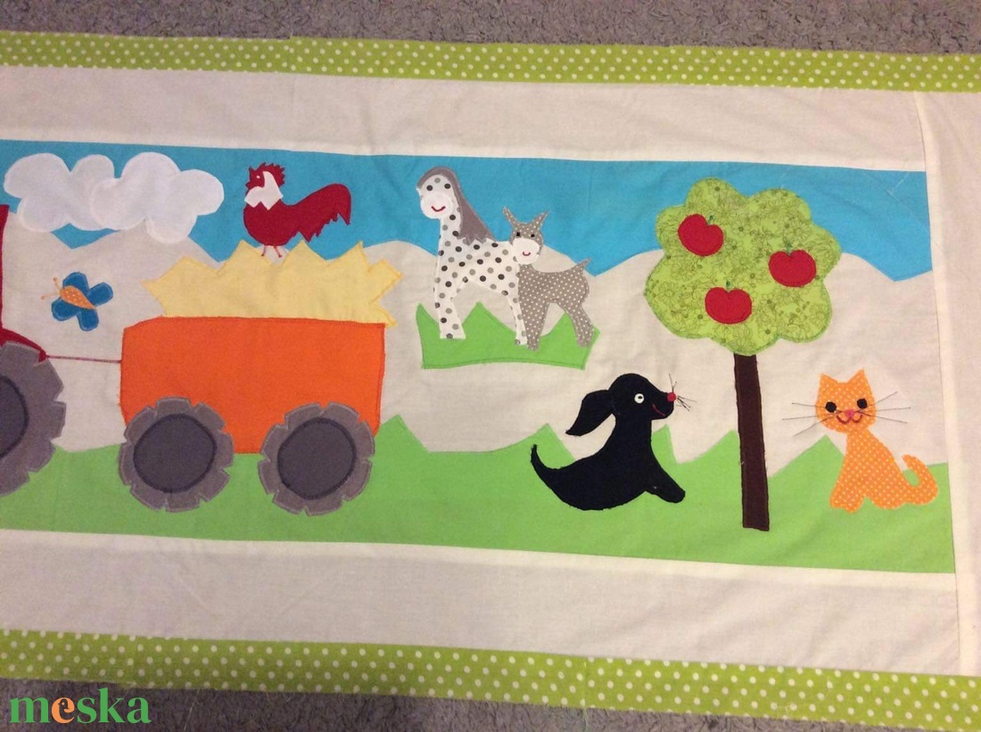 Járműves patchwork falvédő, autó, traktor, helikopter.  - baba - mama - babaszoba dekoráció - falvédő gyerekszobába - Meska.hu