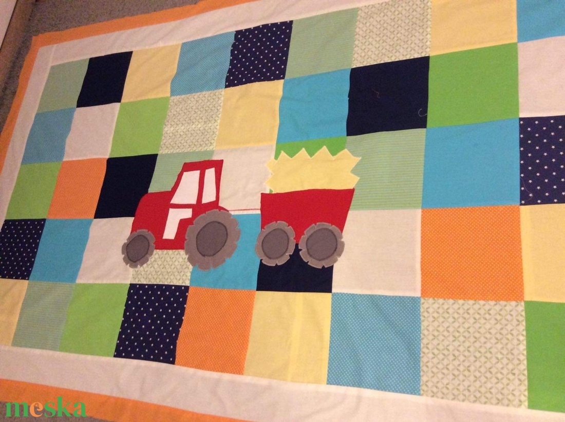 Járműves patchwork falvédő, autó, traktor, helikopter.  - baba - mama - babaszoba dekoráció - falvédő gyerekszobába - Meska.hu