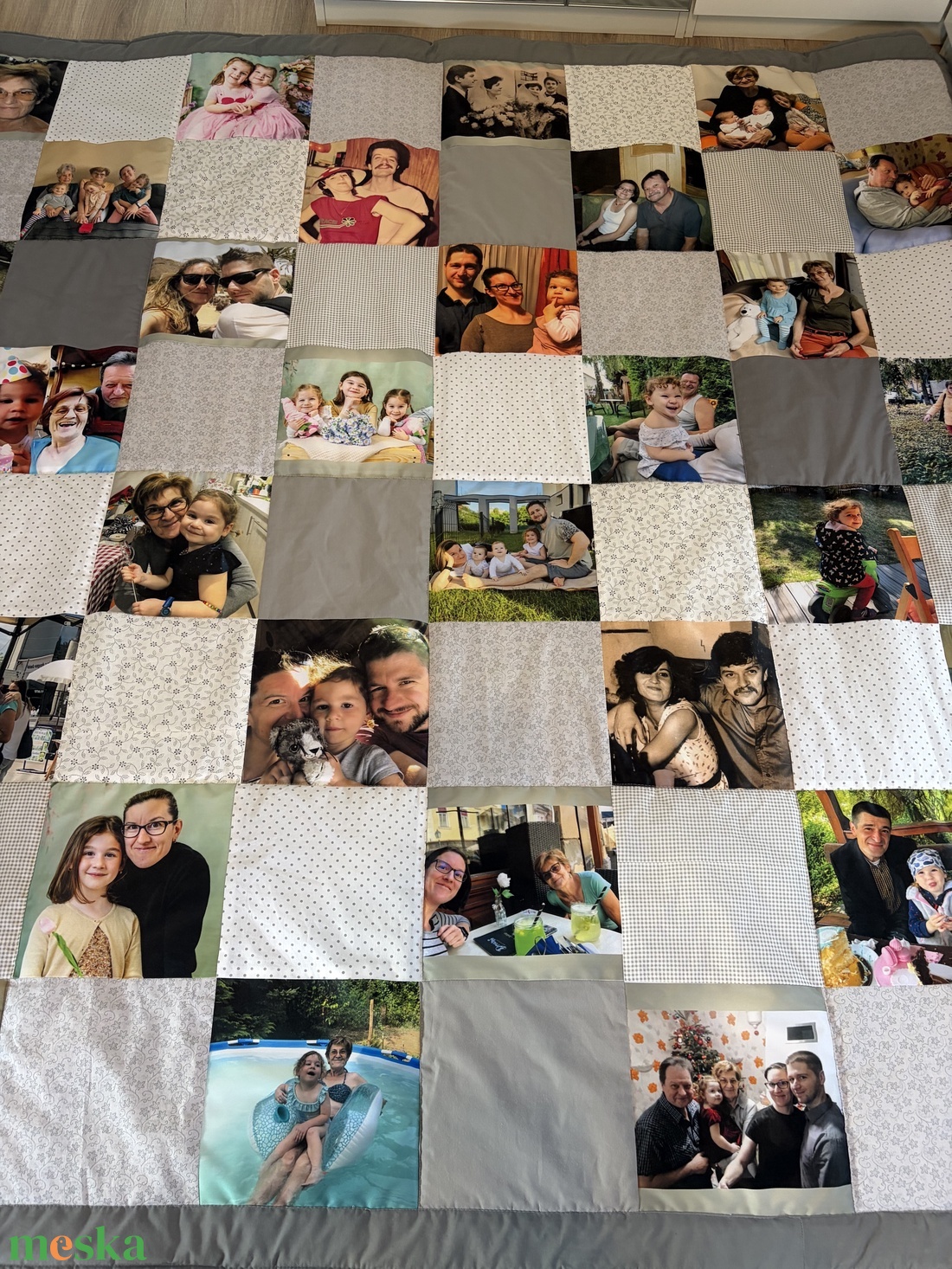 Fényképes szürke patchwork  takaró    - otthon & életmód - lakástextil - ágytakaró - Meska.hu