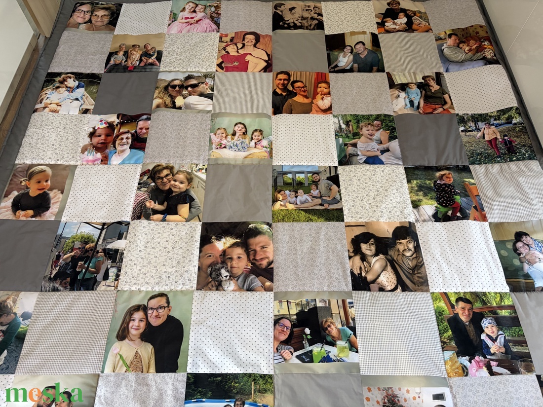 Fényképes szürke patchwork  takaró    - otthon & életmód - lakástextil - ágytakaró - Meska.hu
