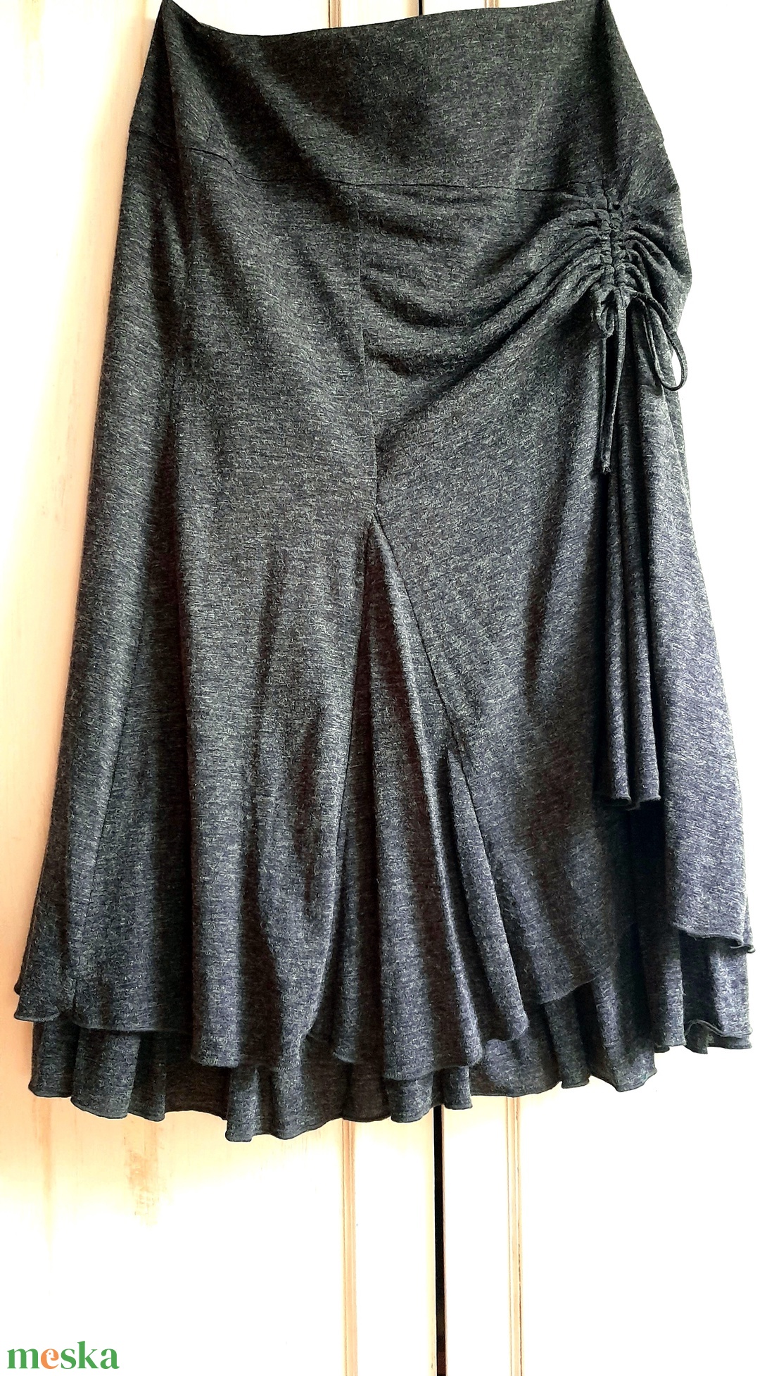 Ráncolt, szürke szoknya  - ruha & divat - női ruha - szoknya - Meska.hu