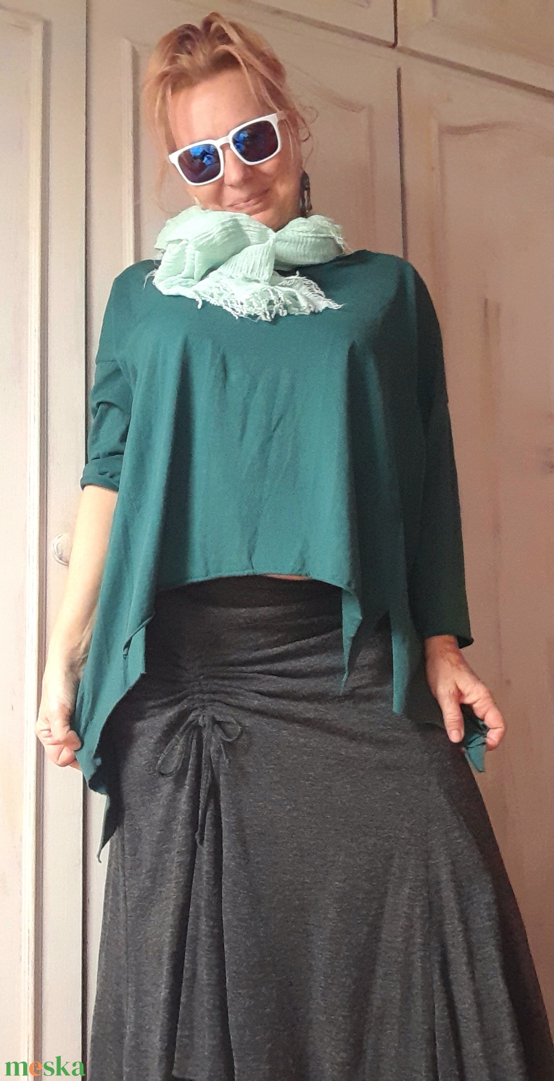 Ráncolt, szürke szoknya  - ruha & divat - női ruha - szoknya - Meska.hu