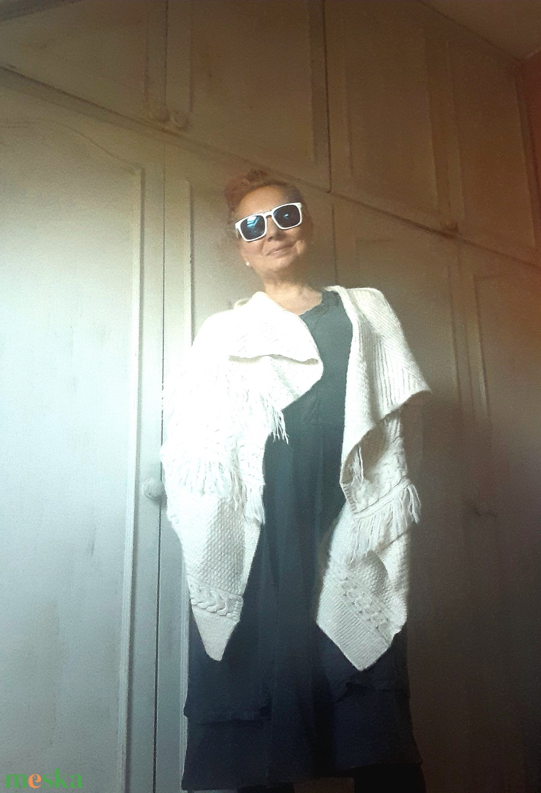 Fehér tűz- kötött kardigán  - ruha & divat - női ruha - kardigánok - Meska.hu