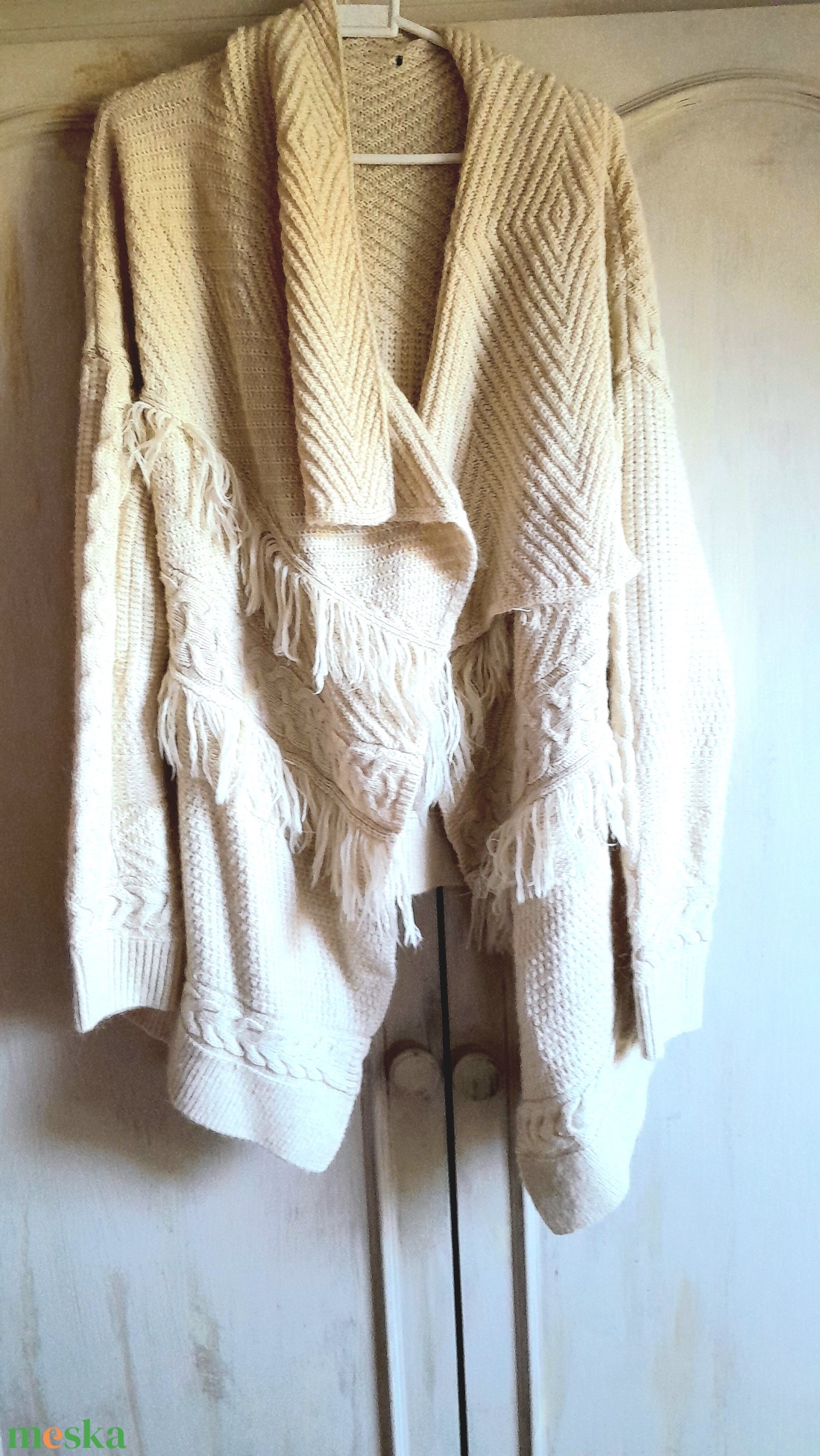 Fehér tűz- kötött kardigán  - ruha & divat - női ruha - kardigánok - Meska.hu