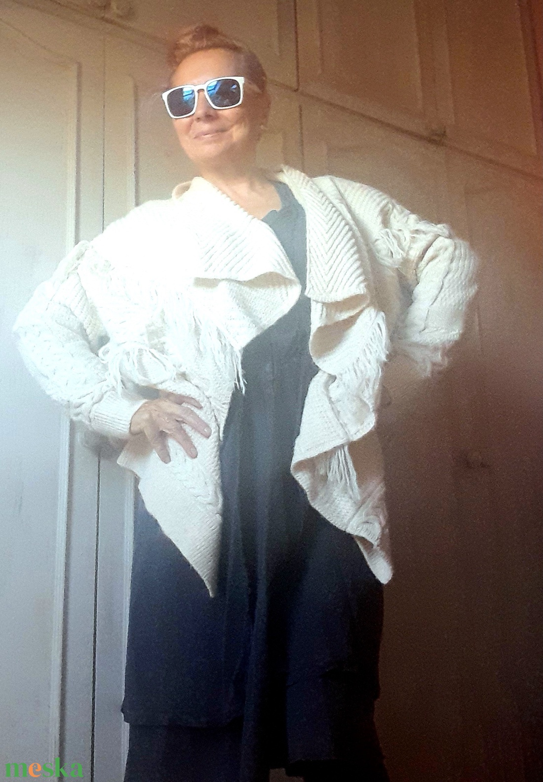 Fehér tűz- kötött kardigán  - ruha & divat - női ruha - kardigánok - Meska.hu