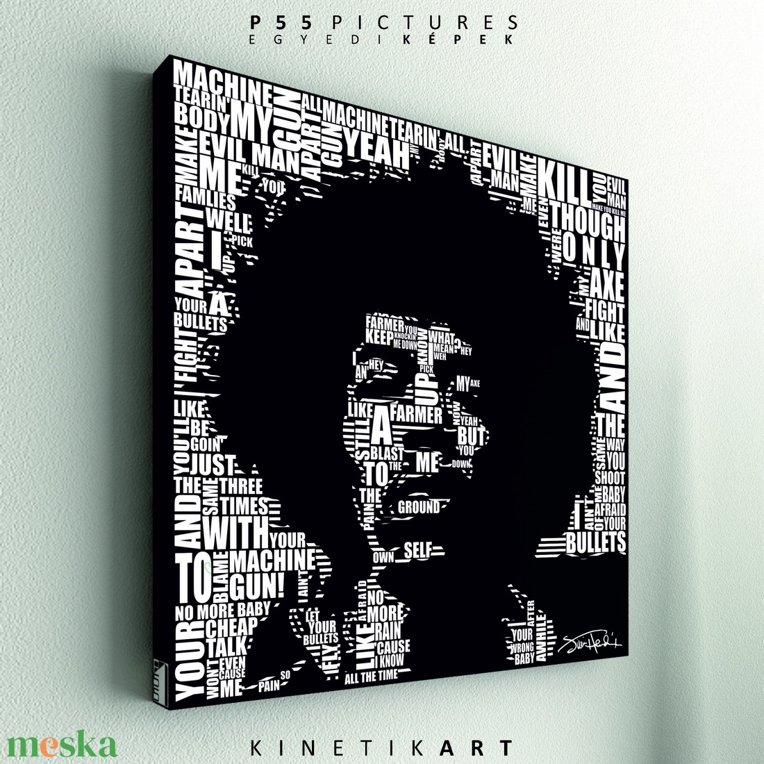 kép: Jimi Hendrix: Machine Gun [Tipográfia] - otthon & életmód - dekoráció - kép & falikép - táblakép - Meska.hu