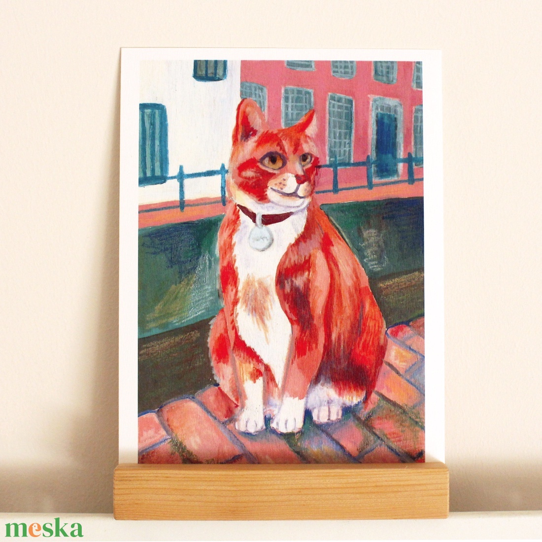Vörös macskás nyomat - művészet - grafika & illusztráció - művészi nyomat - Meska.hu