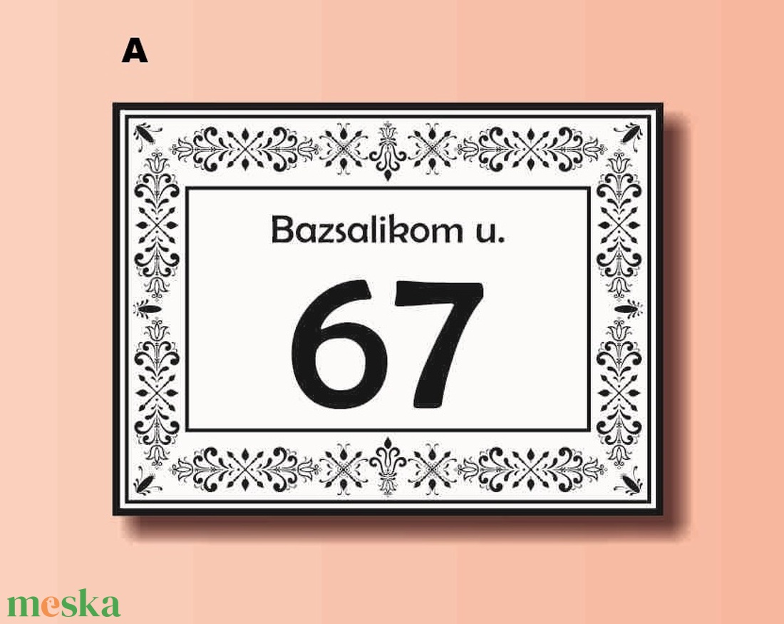 házszámtábla - díszes, téglalap - otthon & lakás - ház & kert - házszám - Meska.hu