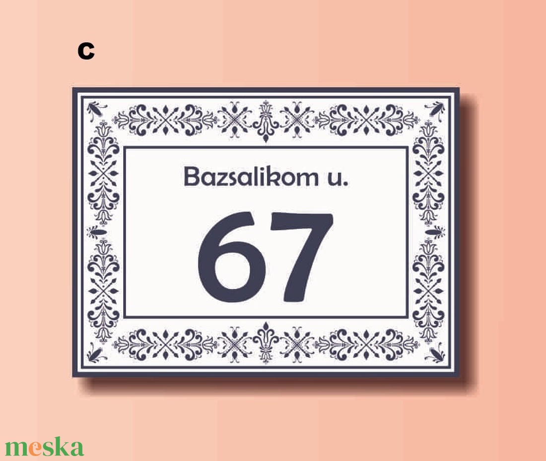 házszámtábla - díszes, téglalap - otthon & lakás - ház & kert - házszám - Meska.hu