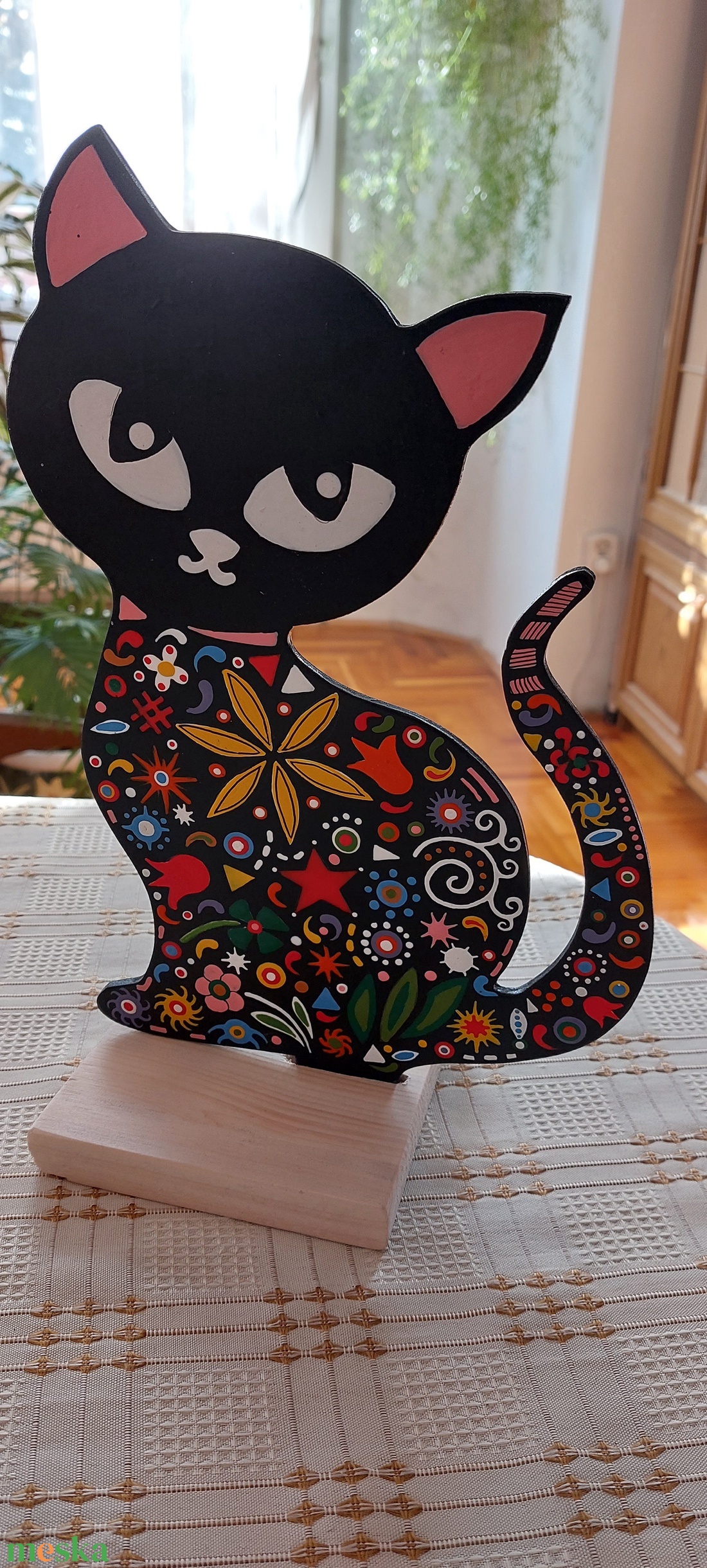 Fekete macska - otthon & lakás - dekoráció - asztal és polc dekoráció - asztaldísz - Meska.hu