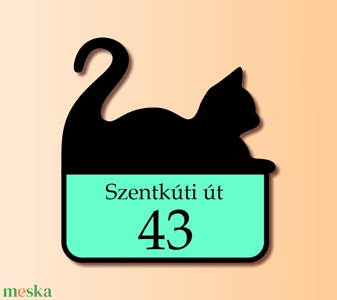 Házszámtábla - fekete macskával. - otthon & lakás - ház & kert - házszám - Meska.hu