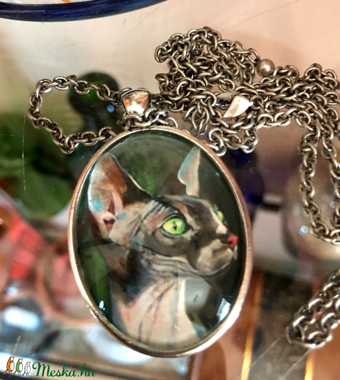 Üveglencsés medál a Sphynx festményem képével - ékszer - nyaklánc - medál - Meska.hu Üveglencsés medál a Sphynx festményem képével - ékszer - nyaklánc - medál - Meska.hu
