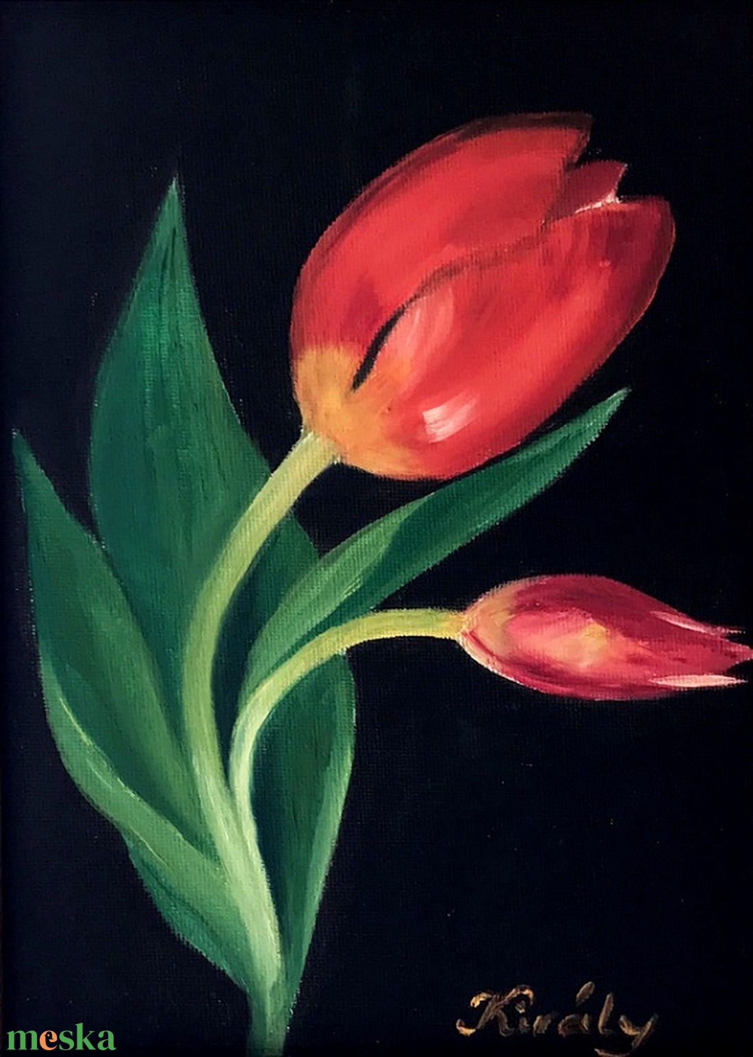Piros tulipán - keretezett olajfestmény - művészet - festmény - olajfestmény - Meska.hu Piros tulipán - keretezett olajfestmény - művészet - festmény - olajfestmény - Meska.hu