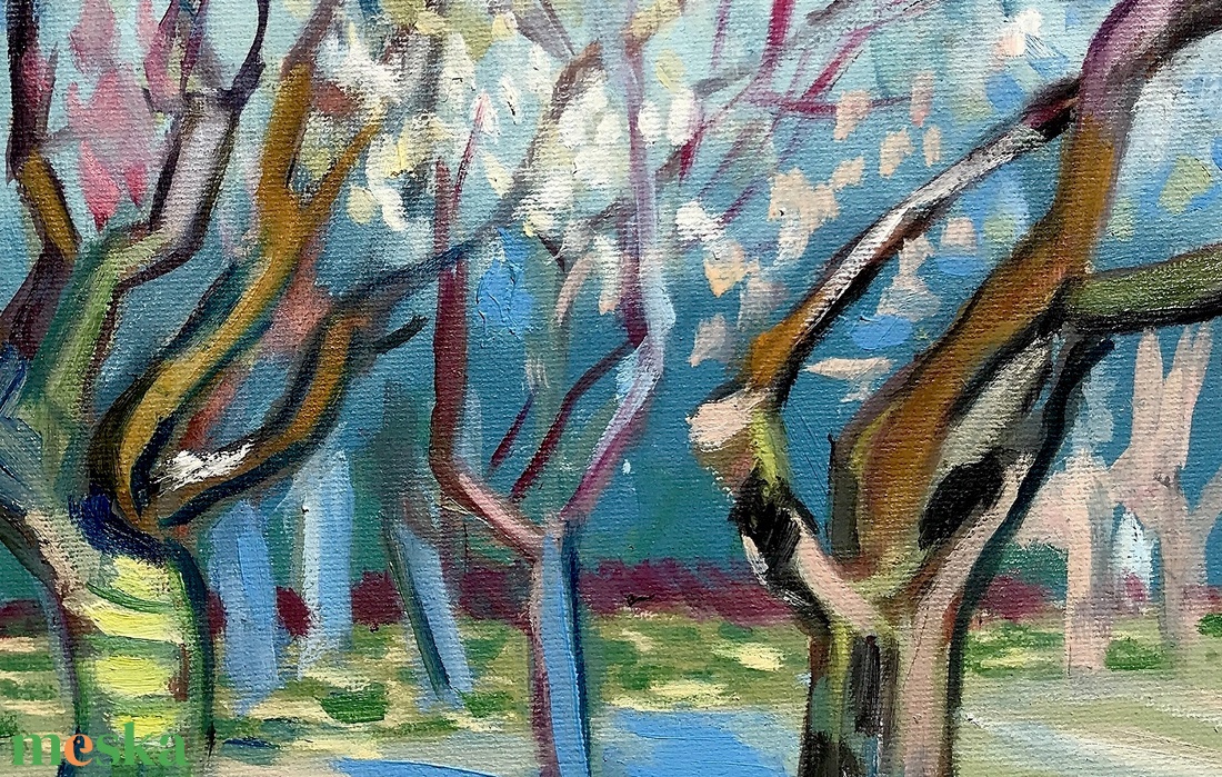 Gyümölcsös virágzó szilvafákkal - Van Gogh nyomán - olajfestmény - művészet - festmény - olajfestmény - Meska.hu Gyümölcsös virágzó szilvafákkal - Van Gogh nyomán - olajfestmény - művészet - festmény - olajfestmény - Meska.hu
