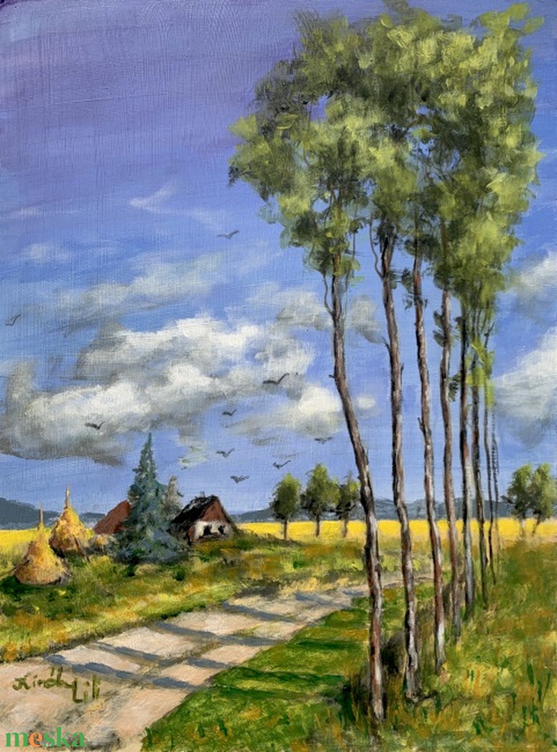 Égig érő fák - keretezett akrilfestmény - 32 x 23,5 a keret nélküli mérete - művészet - festmény - akril - Meska.hu
