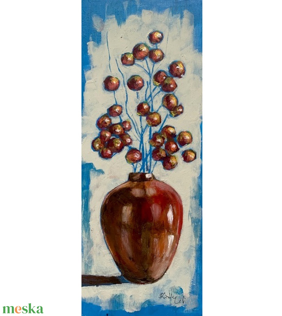 Bogyós dekor - akrilfestékkel lécre festett kép - 31 x 12 cm - művészet - festmény - akril - Meska.hu Bogyós dekor - akrilfestékkel lécre festett kép - 31 x 12 cm - művészet - festmény - akril - Meska.hu