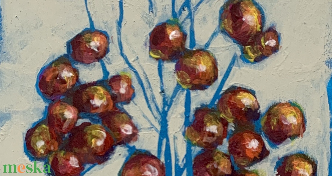 Bogyós dekor - akrilfestékkel lécre festett kép - 31 x 12 cm - művészet - festmény - akril - Meska.hu Bogyós dekor - akrilfestékkel lécre festett kép - 31 x 12 cm - művészet - festmény - akril - Meska.hu