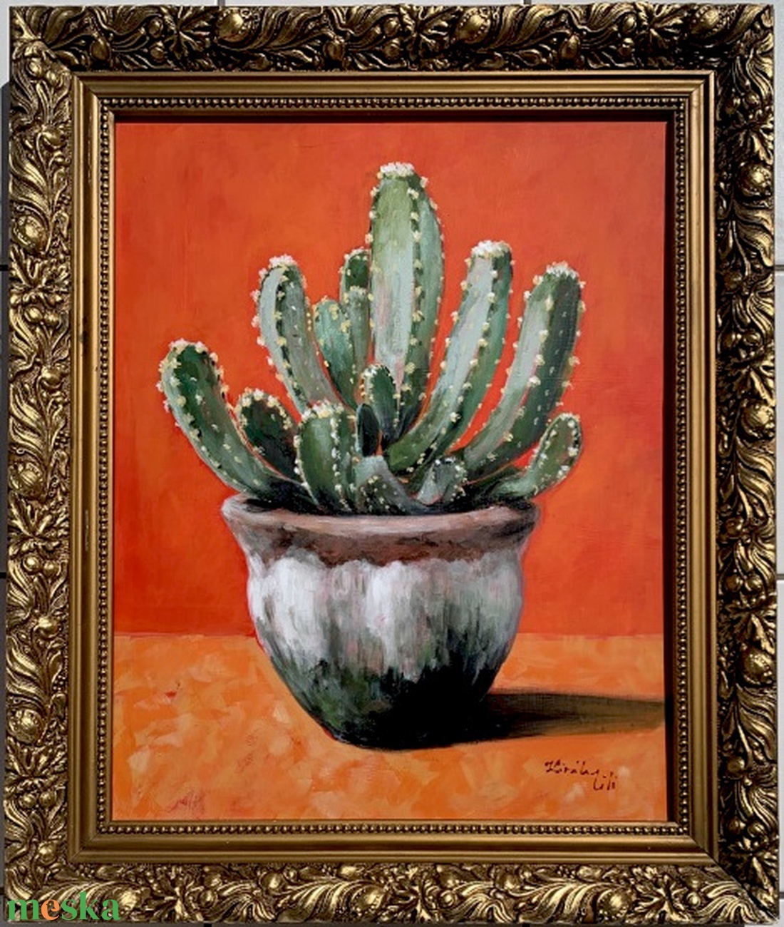 Kaktusz régi cserépben - akrilfestmény régi keretben - azonnal falra akasztható - 46,5 x 37 cm - művészet - festmény - akril - Meska.hu Kaktusz régi cserépben - akrilfestmény régi keretben - azonnal falra akasztható - 46,5 x 37 cm - művészet - festmény - akril - Meska.hu